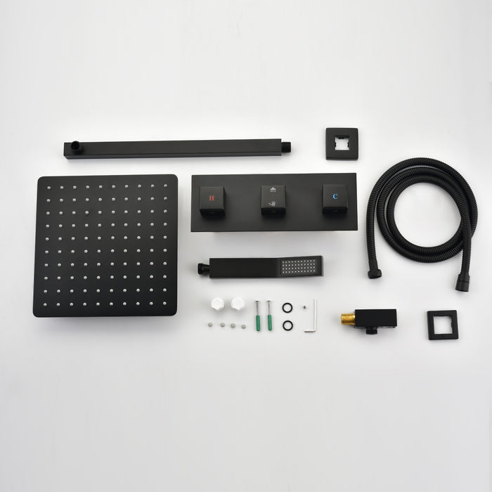 1-Spray Patterns 9.84 in. Dual Fixed and Handheld Shower Head with 1.8 GPM in Matte Black