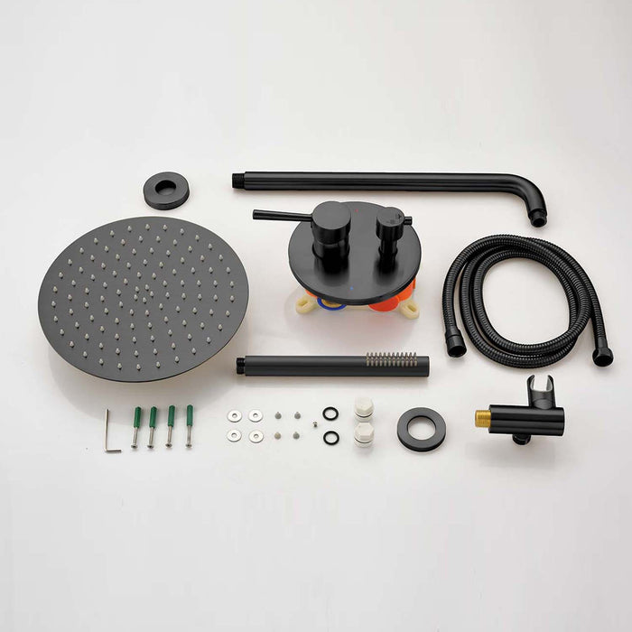 1-spray Patterns 9.8 in. Wall mount Dual Fixed and Handheld Shower Head 1.8 GPM in Matte Black