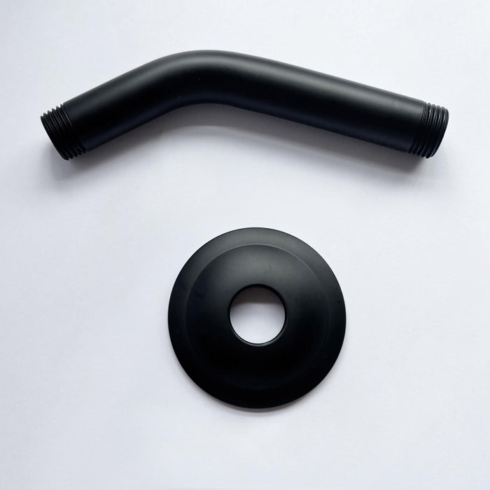 1/2 NPT × 4.8 in. Round Wall Mount Shower Arm with Sure Grip Flange in Matte Black ( 1-Pack )