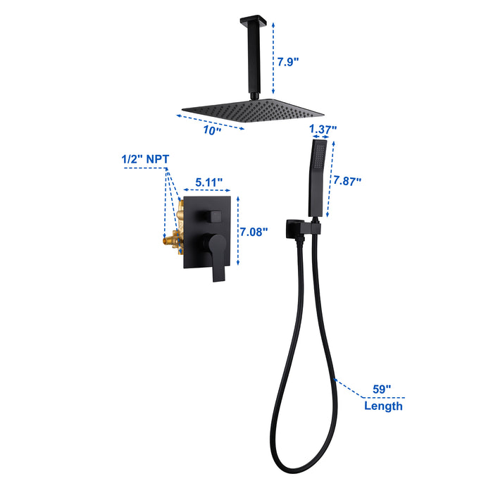 10-in Brushed Gold 1-Spray Built-In Shower System