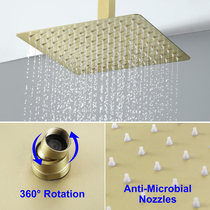 10-in Brushed Gold 1-Spray Built-In Shower System