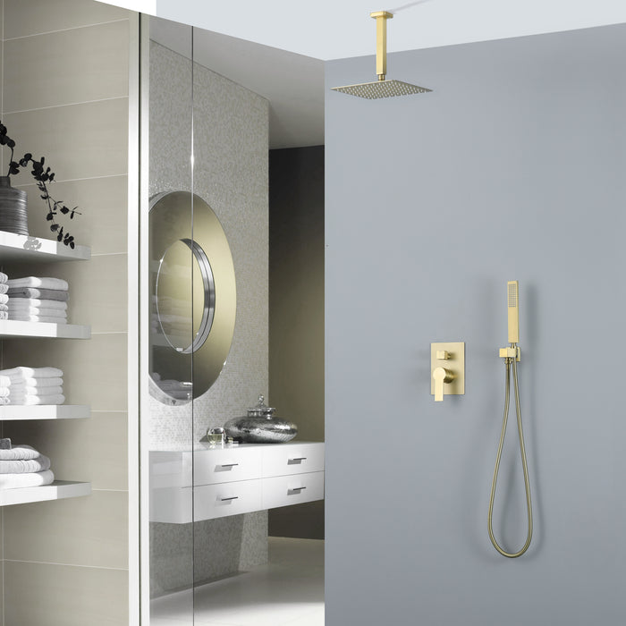 10-in Brushed Gold 1-Spray Built-In Shower System