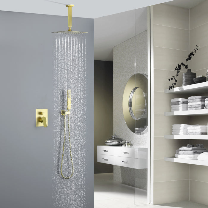 10-in Brushed Gold 1-Spray Built-In Shower System