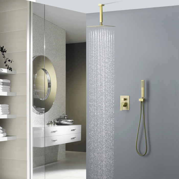 10-in Brushed Gold 1-Spray Built-In Shower System