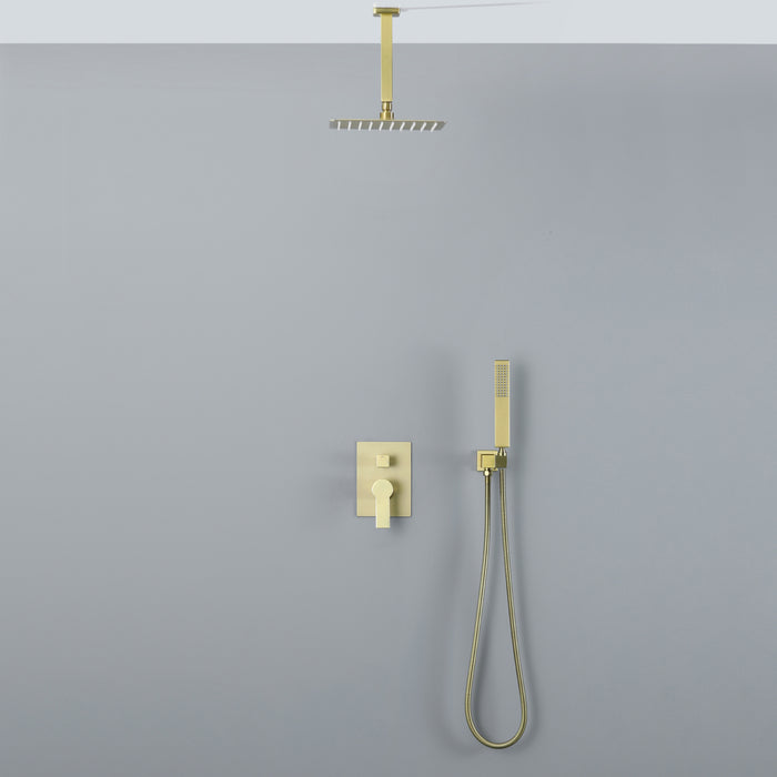 10-in Brushed Gold 1-Spray Built-In Shower System