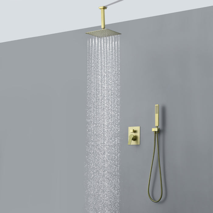 10-in Brushed Gold 1-Spray Built-In Shower System