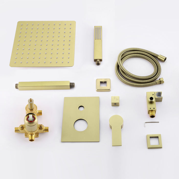 10-in Brushed Gold 1-Spray Built-In Shower System