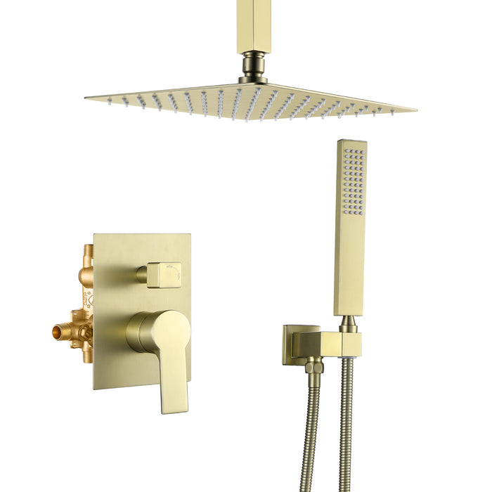 10-in Brushed Gold 1-Spray Built-In Shower System
