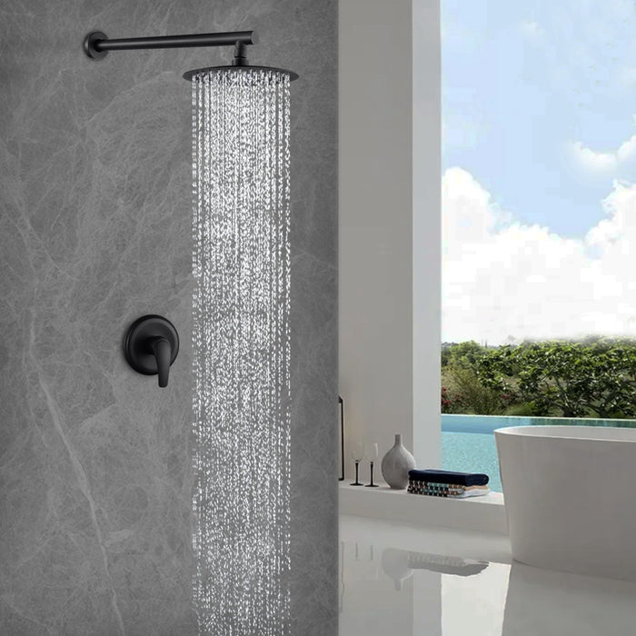 1-Spray Patterns 8 in. Round Wall Mount Rain Shower Head Built-In Shower System with Single Handle in Modern Design