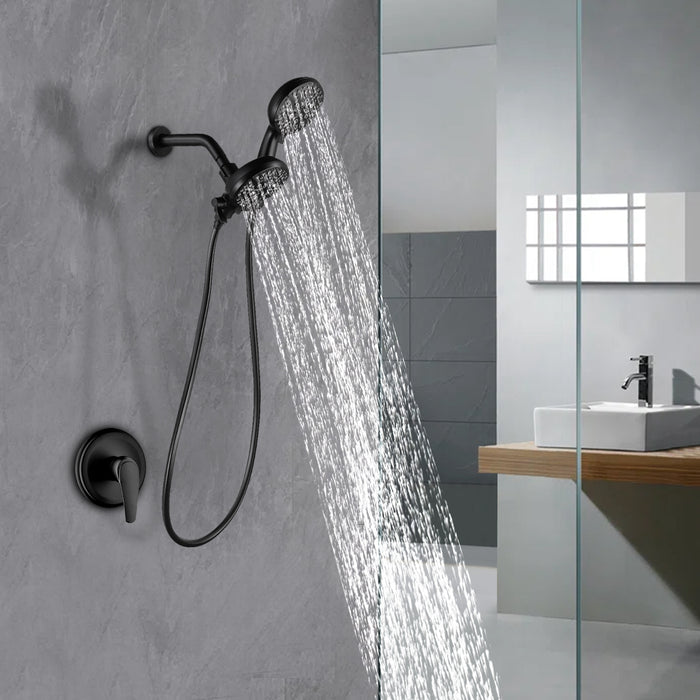 5-Spray Patterns 4.72 in. Round Wall Mount Shower Heads with Built-In  with Single Handle Handheld Shower Faucet Rainfall Shower System