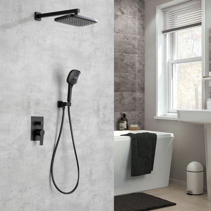 Wall-Mounted Rainfall Shower System with Handheld Showerhead