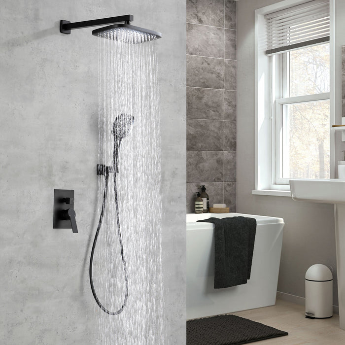 Wall-Mounted Rainfall Shower System with Handheld Showerhead