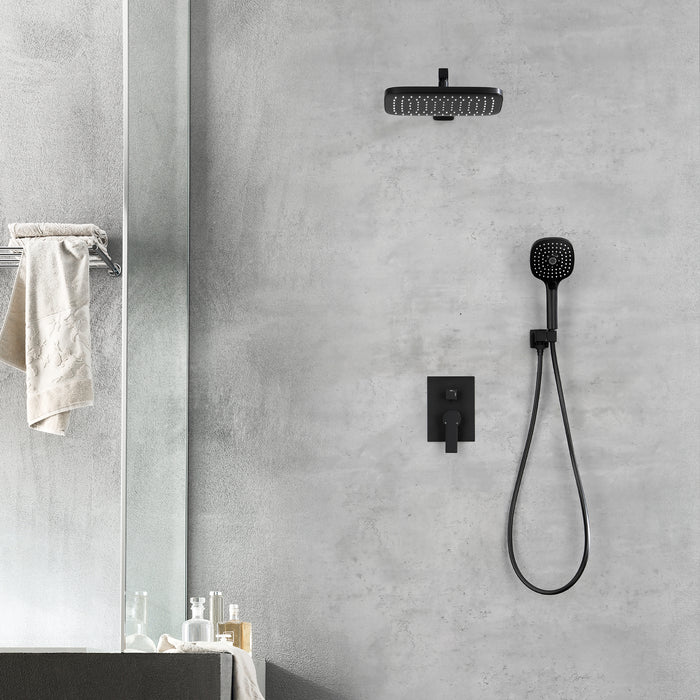 Wall-Mounted Rainfall Shower System with Handheld Showerhead