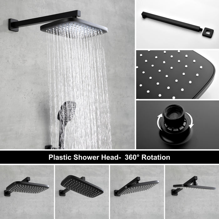 Wall-Mounted Rainfall Shower System with Handheld Showerhead
