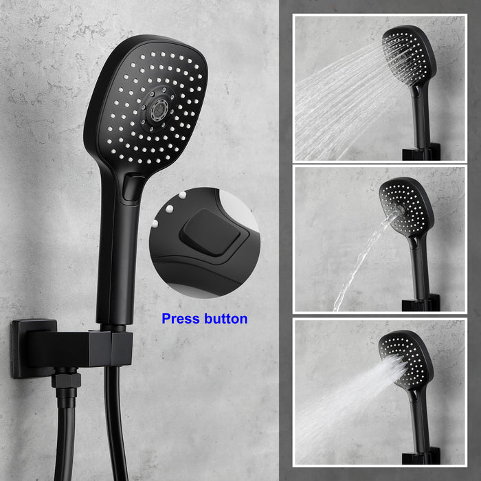 Wall-Mounted Rainfall Shower System with Handheld Showerhead