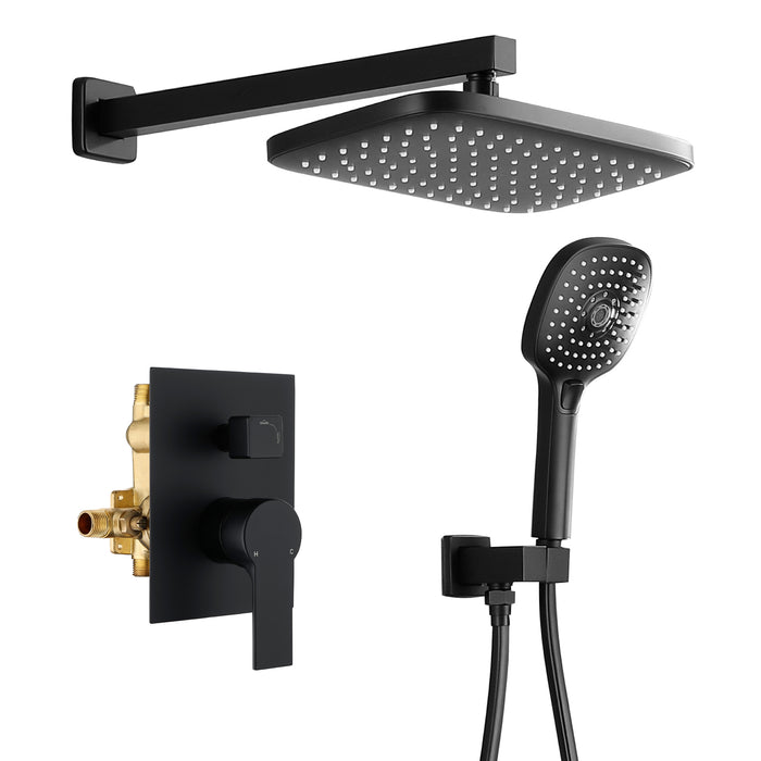 Wall-Mounted Rainfall Shower System with Handheld Showerhead