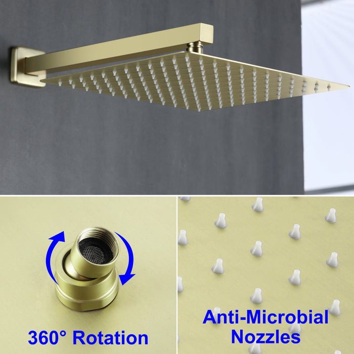 12-in Brushed Gold 1-Spray Built-In Shower System with Faucet