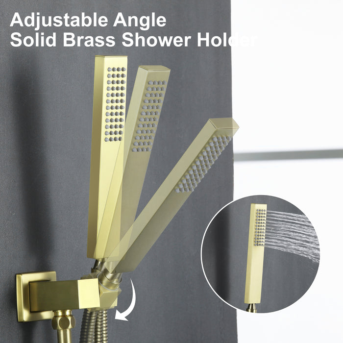 12-in Brushed Gold 1-Spray Built-In Shower System with Faucet