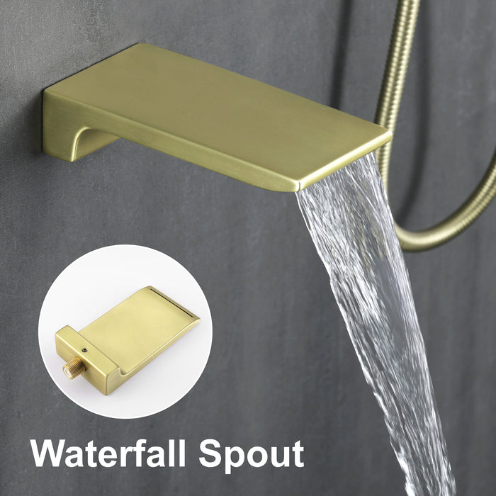 12-in Brushed Gold 1-Spray Built-In Shower System with Faucet