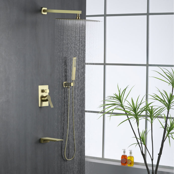 12-in Brushed Gold 1-Spray Built-In Shower System with Faucet