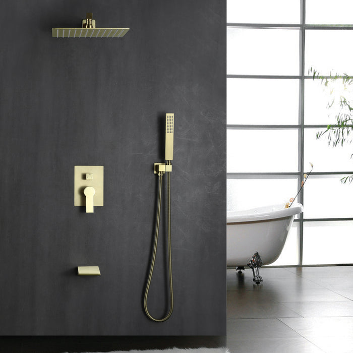 12-in Brushed Gold 1-Spray Built-In Shower System with Faucet