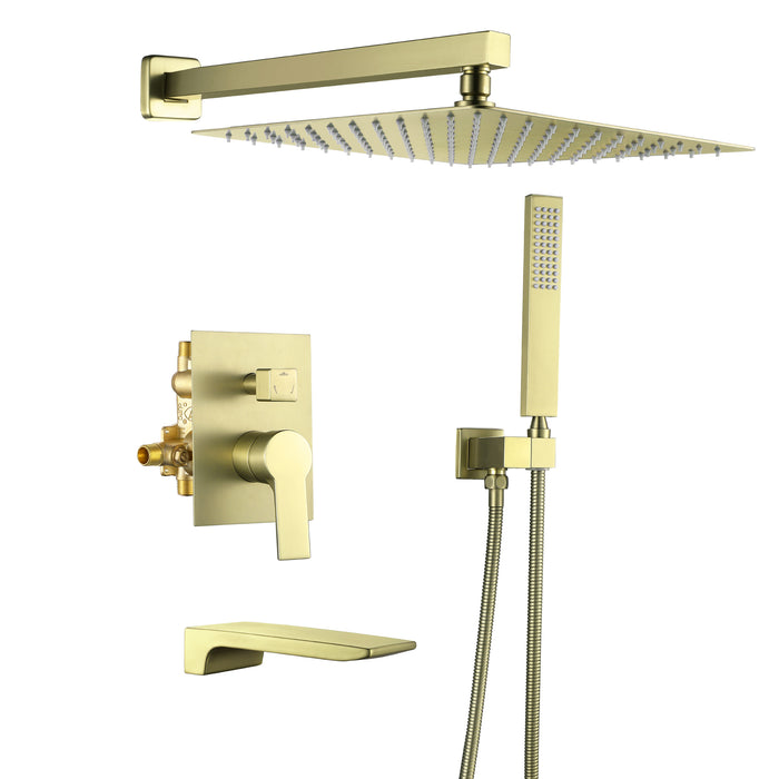 12-in Brushed Gold 1-Spray Built-In Shower System with Faucet