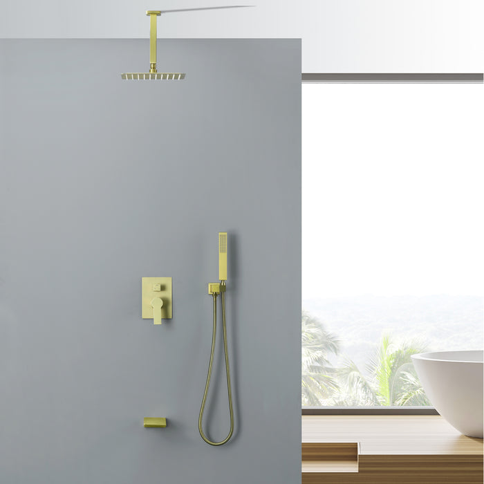10-in Brushed Nickel 1-Spray Built-In Shower System with Faucet