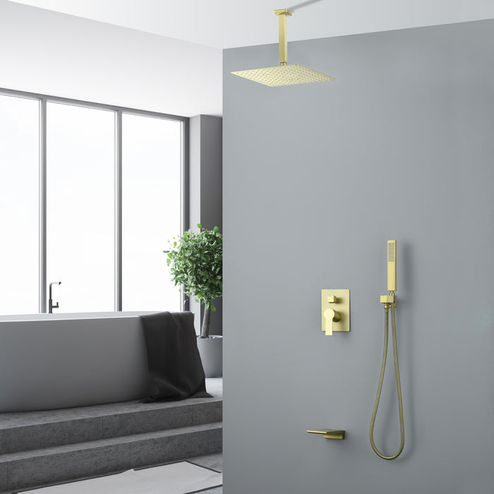 12-in Brushed Nickel 1-Spray Built-In Shower System with Faucet