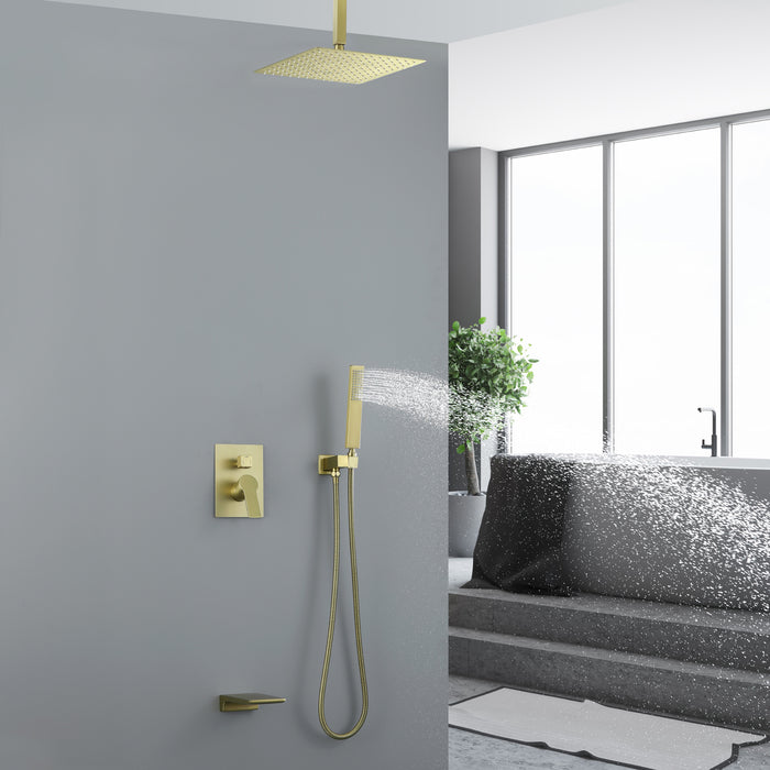 12-in Brushed Nickel 1-Spray Built-In Shower System with Faucet