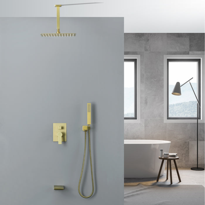12-in Brushed Nickel 1-Spray Built-In Shower System with Faucet