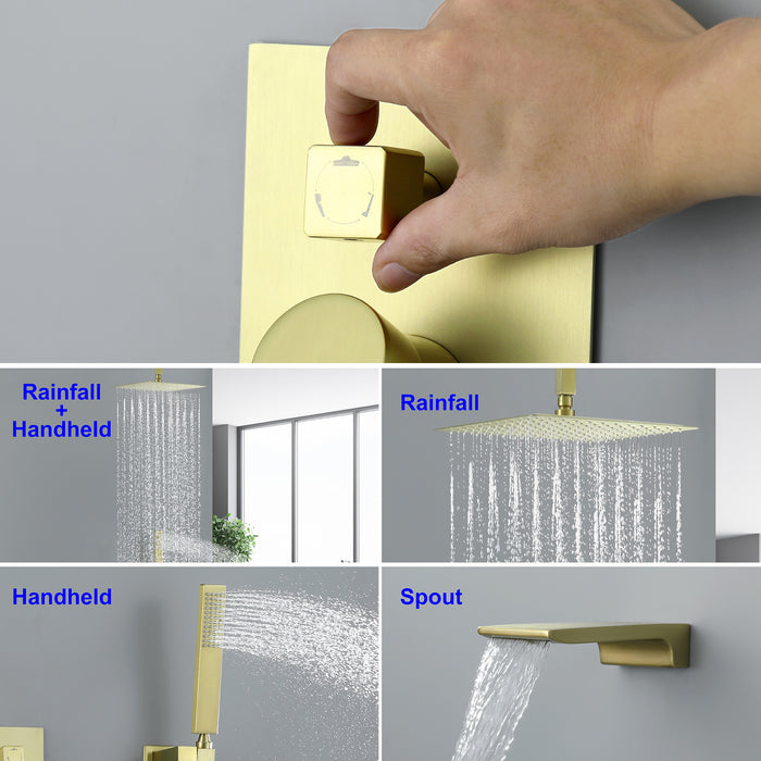12-in Brushed Nickel 1-Spray Built-In Shower System with Faucet