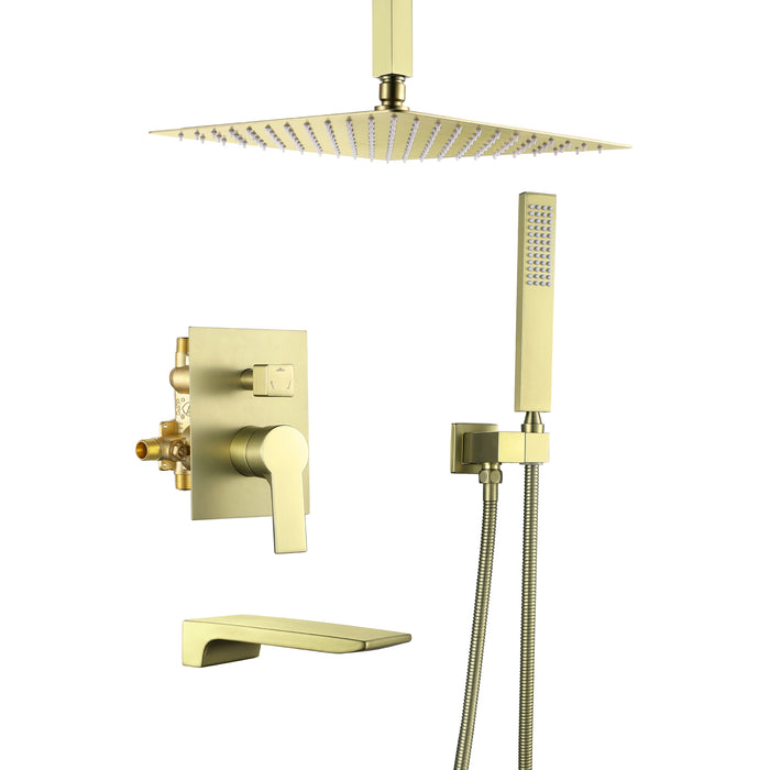 12-in Brushed Nickel 1-Spray Built-In Shower System with Faucet