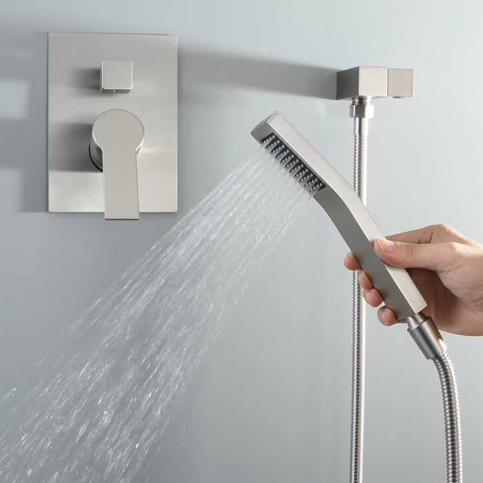 10-in Brushed Nickel 1-Spray Built-In Shower System with Faucet
