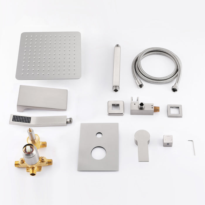 10-in Brushed Nickel 1-Spray Built-In Shower System with Faucet