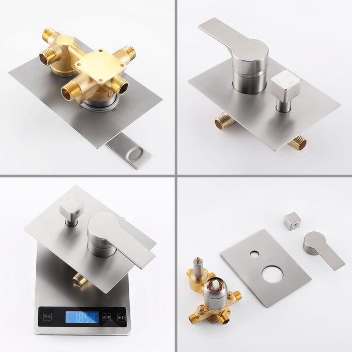 10-in Brushed Nickel 1-Spray Built-In Shower System with Faucet
