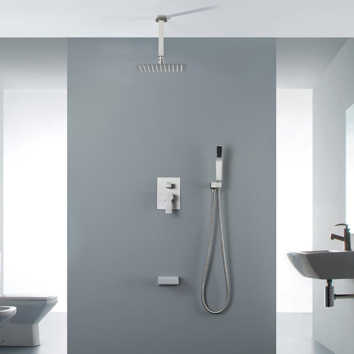 10-in Brushed Nickel 1-Spray Built-In Shower System with Faucet