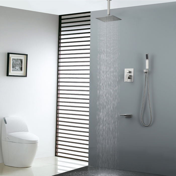 10-in Brushed Nickel 1-Spray Built-In Shower System with Faucet