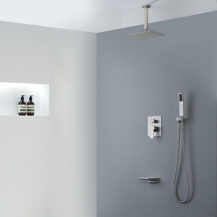 10-in Brushed Nickel 1-Spray Built-In Shower System with Faucet