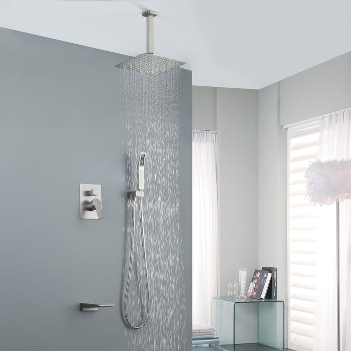 10-in Brushed Nickel 1-Spray Built-In Shower System with Faucet