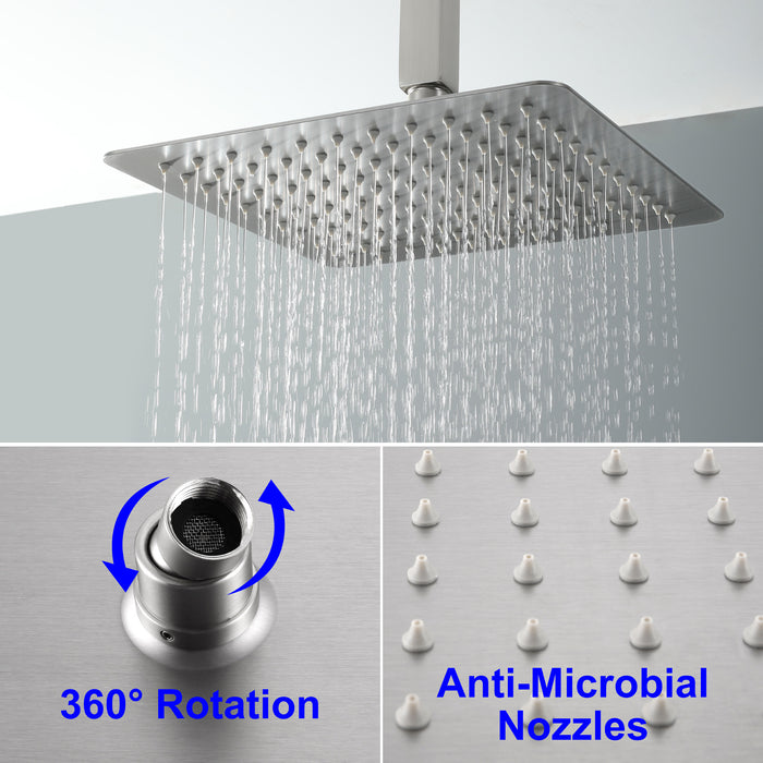 10-in Brushed Nickel 1-Spray Built-In Shower System with Faucet