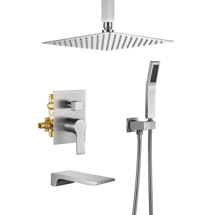 10-in Brushed Nickel 1-Spray Built-In Shower System with Faucet
