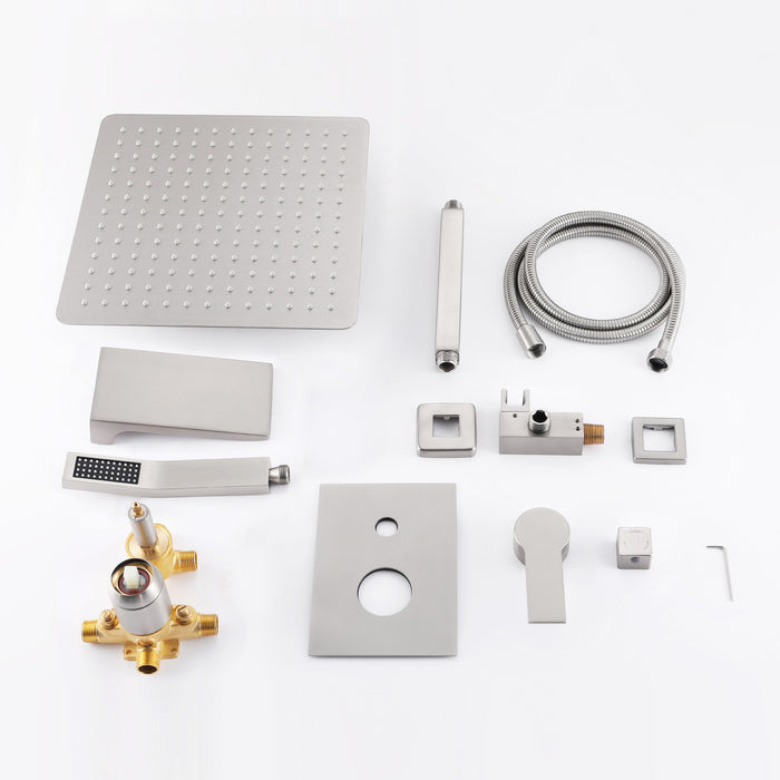 12-in Brushed Nickel 1-Spray Built-In Shower System with Faucet