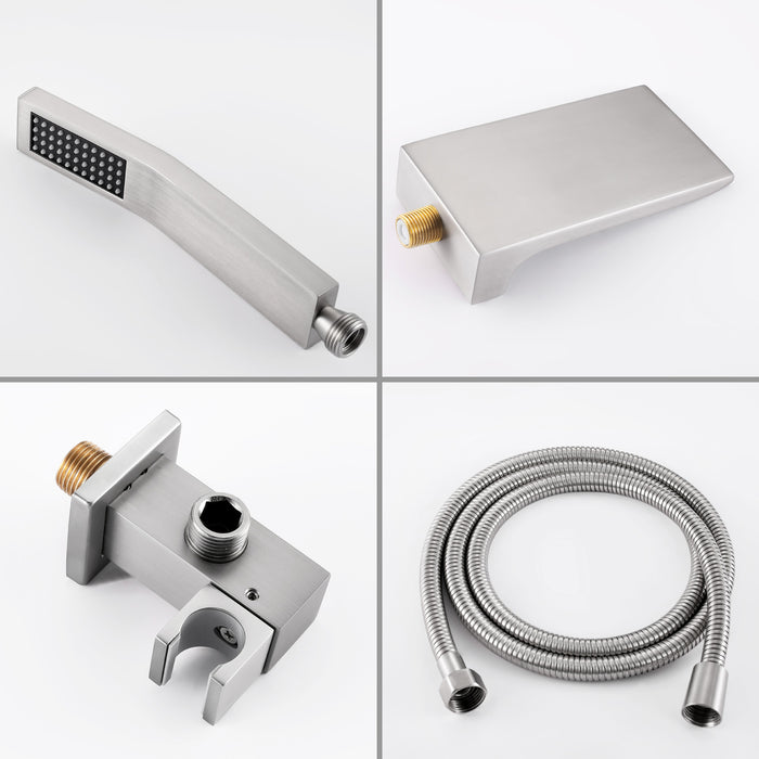 12-in Brushed Nickel 1-Spray Built-In Shower System with Faucet