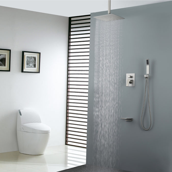 12-in Brushed Nickel 1-Spray Built-In Shower System with Faucet
