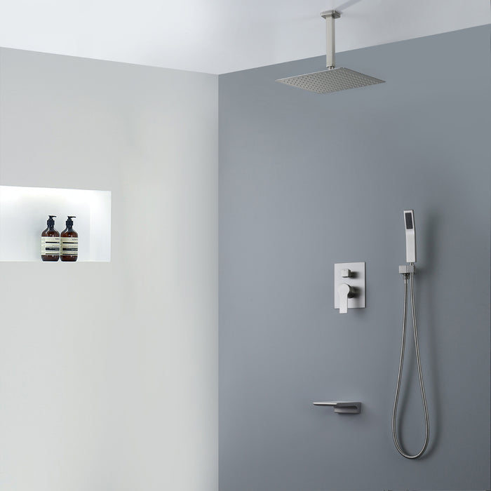 12-in Brushed Nickel 1-Spray Built-In Shower System with Faucet