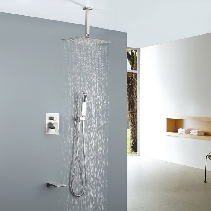 12-in Brushed Nickel 1-Spray Built-In Shower System with Faucet