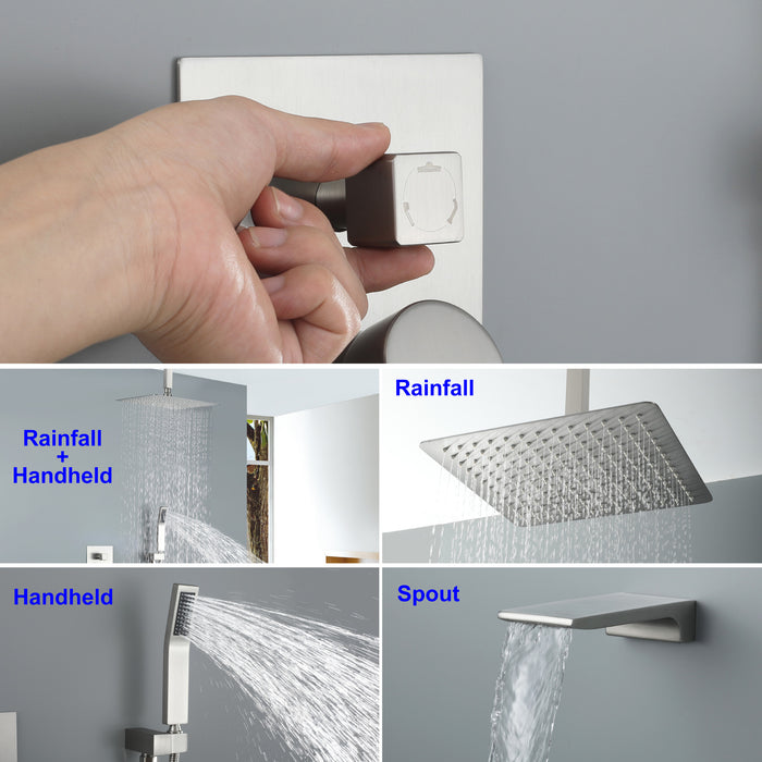 12-in Brushed Nickel 1-Spray Built-In Shower System with Faucet