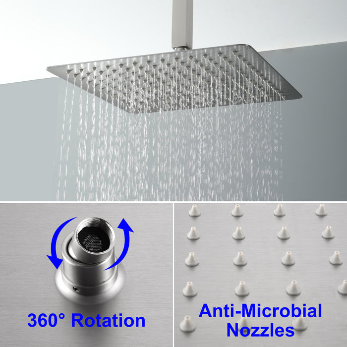 12-in Brushed Nickel 1-Spray Built-In Shower System with Faucet