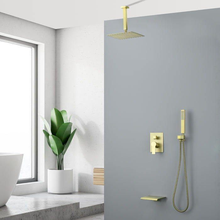 10-in Brushed Golad 1-Spray Built-In Shower System