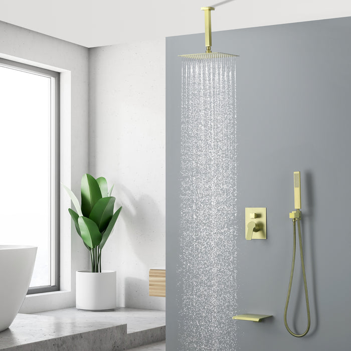 10-in Brushed Golad 1-Spray Built-In Shower System